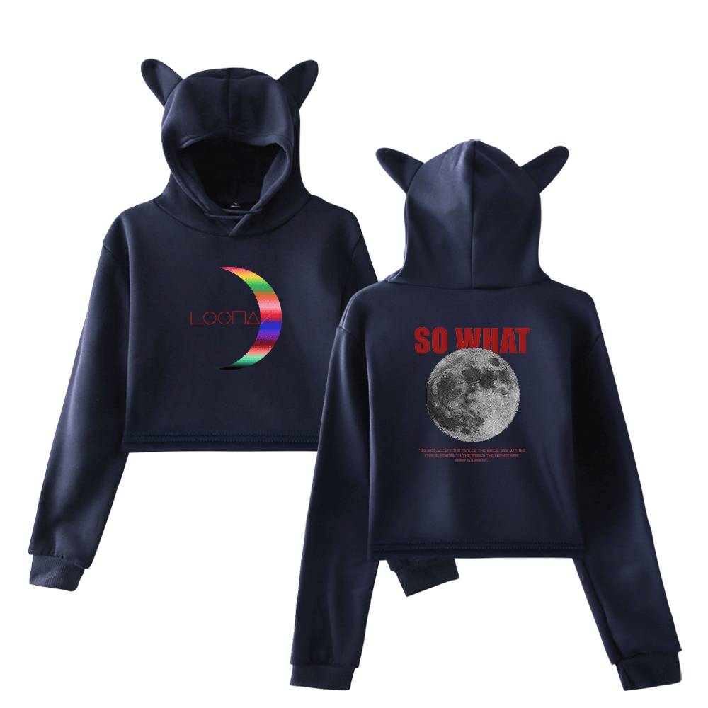 Loona So What Cropped Hoodie - Blue